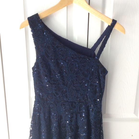 Blue lace with sequins AllOver Party dress 4 - Picture 3 of 6
